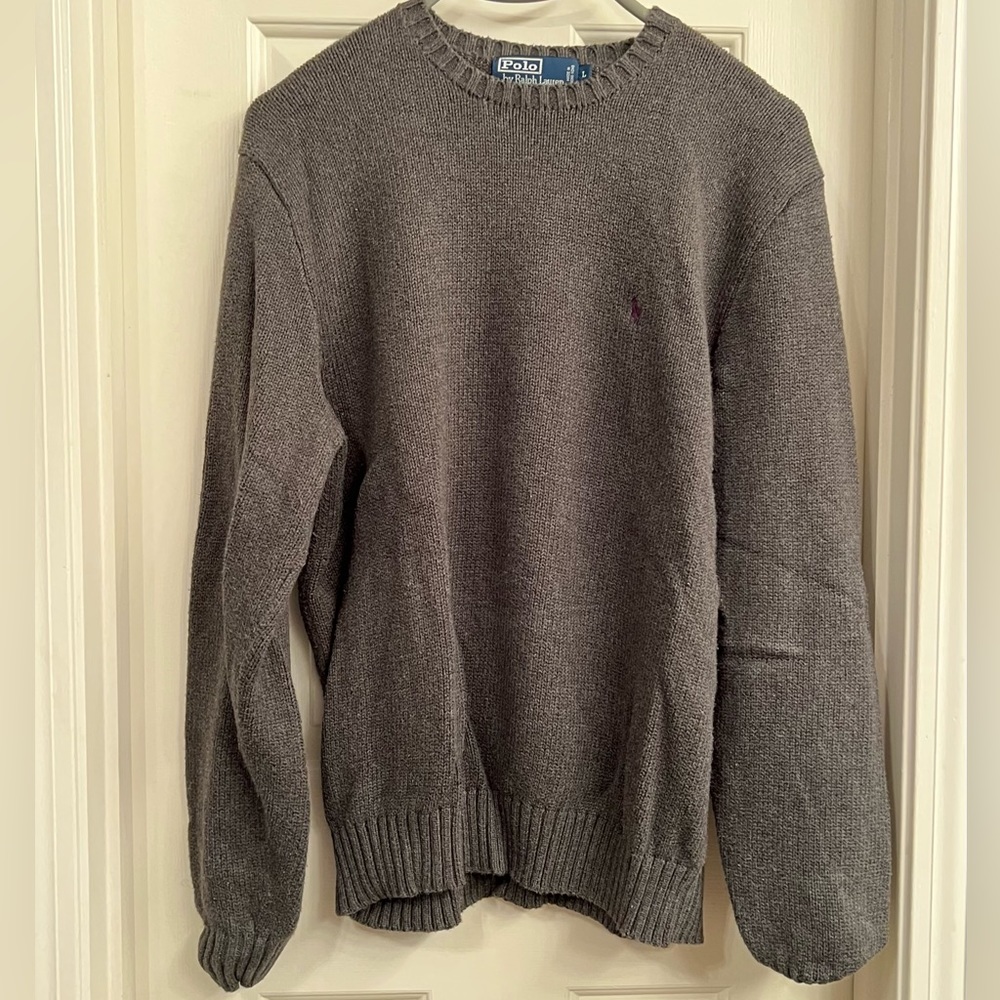 Mens Polo Grey Sweater Large